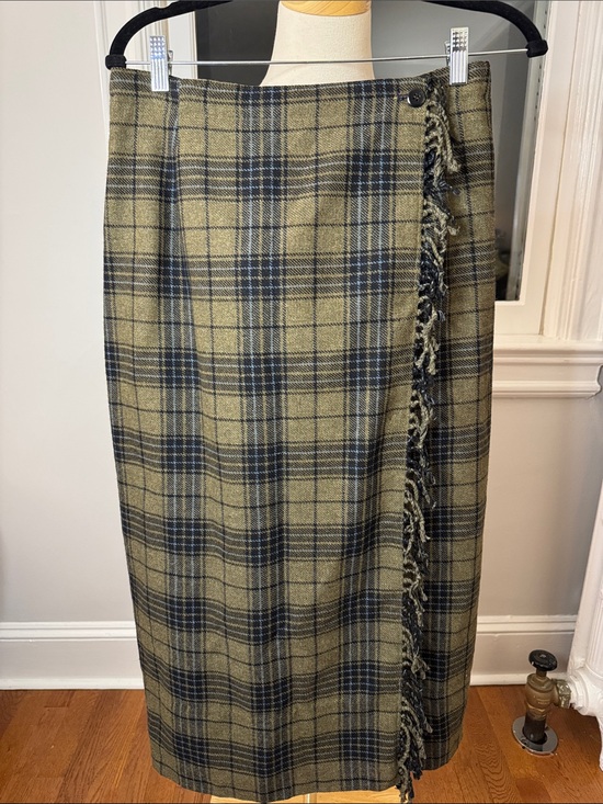 Liz Claiborne Dresses & Skirts - Liz Claiborne wool Plaid Wrap Maxi Skirt with fringe!